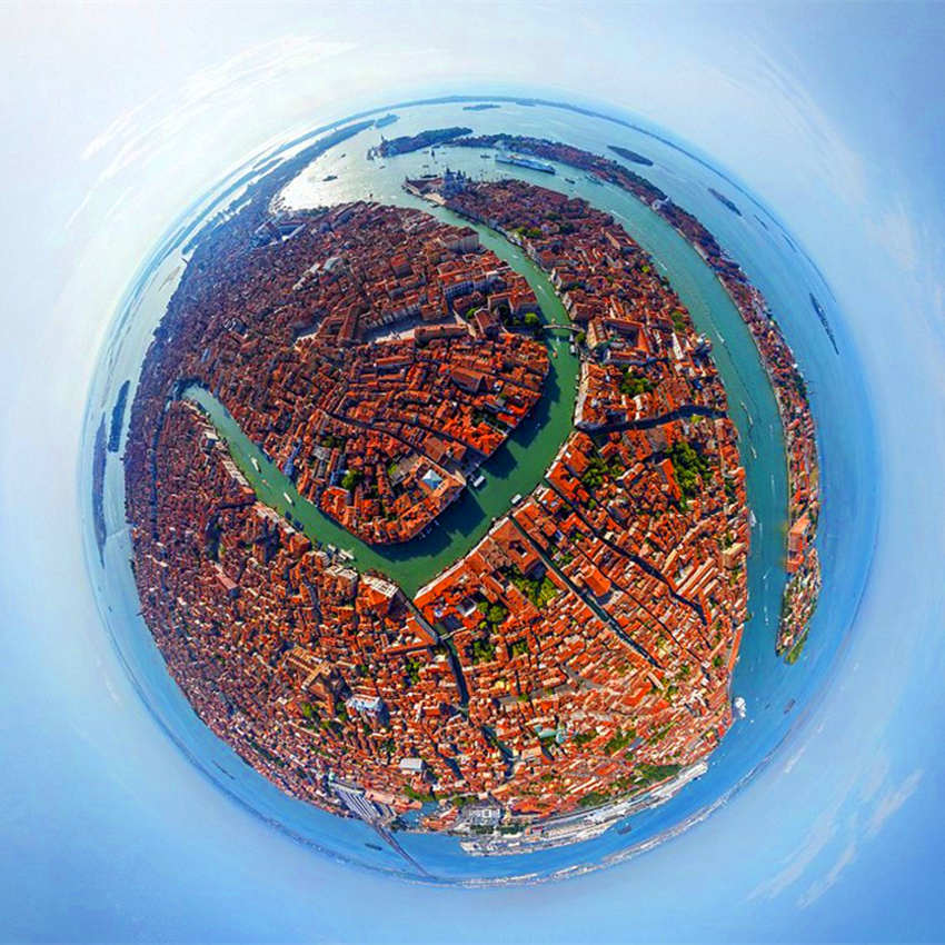 意大利水城威尼斯全景航拍图