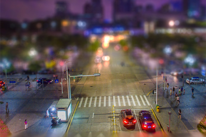 夜间道路航拍